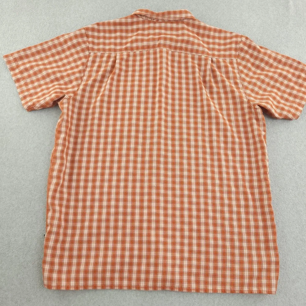 The North Face Shirt Mens XL Orange Plaid Short Sleeve Button Up Outdoor Hiking